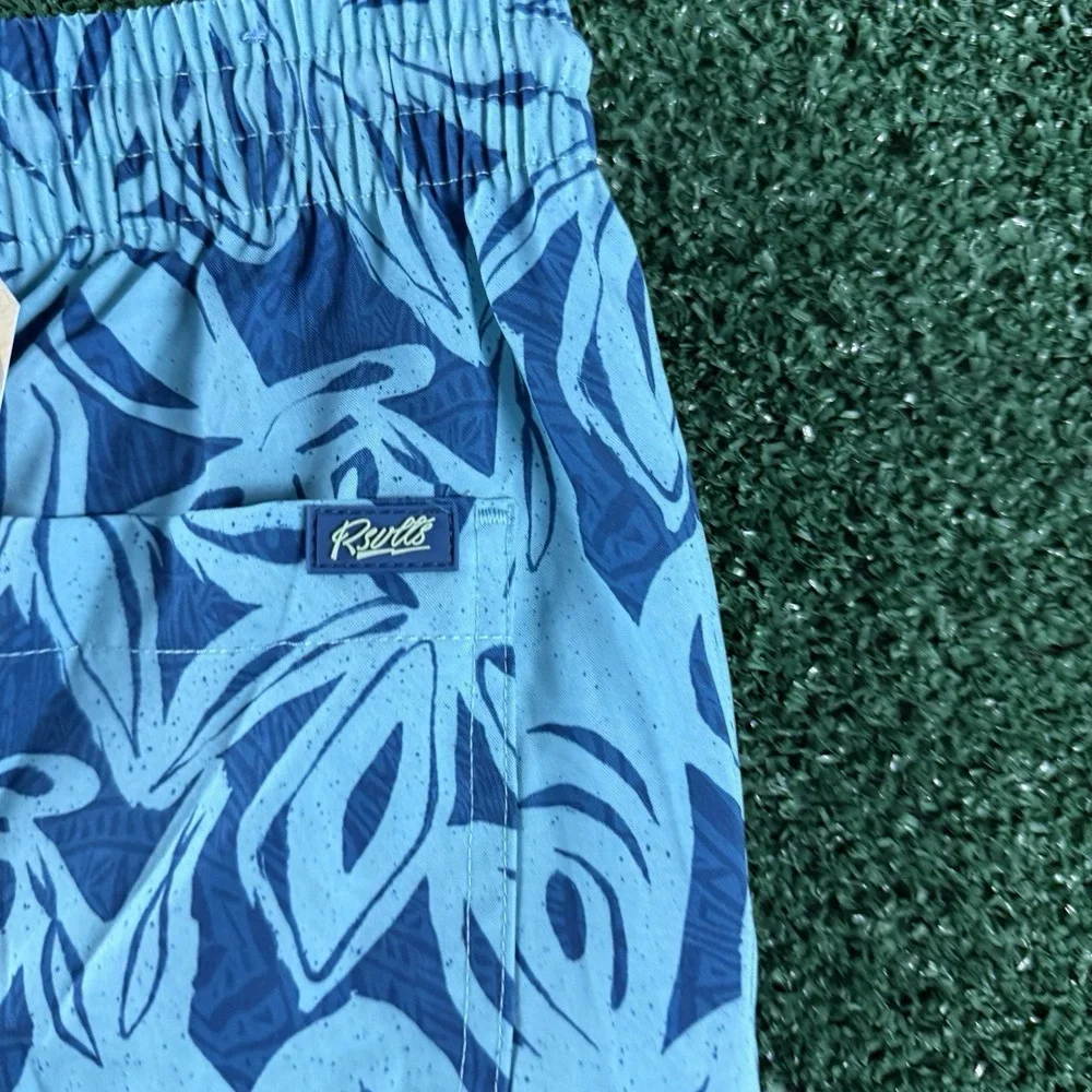 New RSVLTS Men's Shorts Size Small Blue Floral Hawaiian Trunks